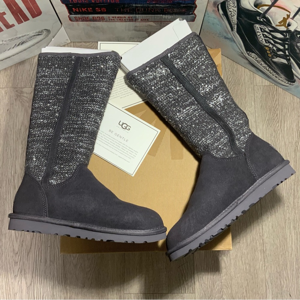 New UGG Australia Womens Camaya Boot Leather Tall Boot Charcoal Size 5 - Picture 6 of 16